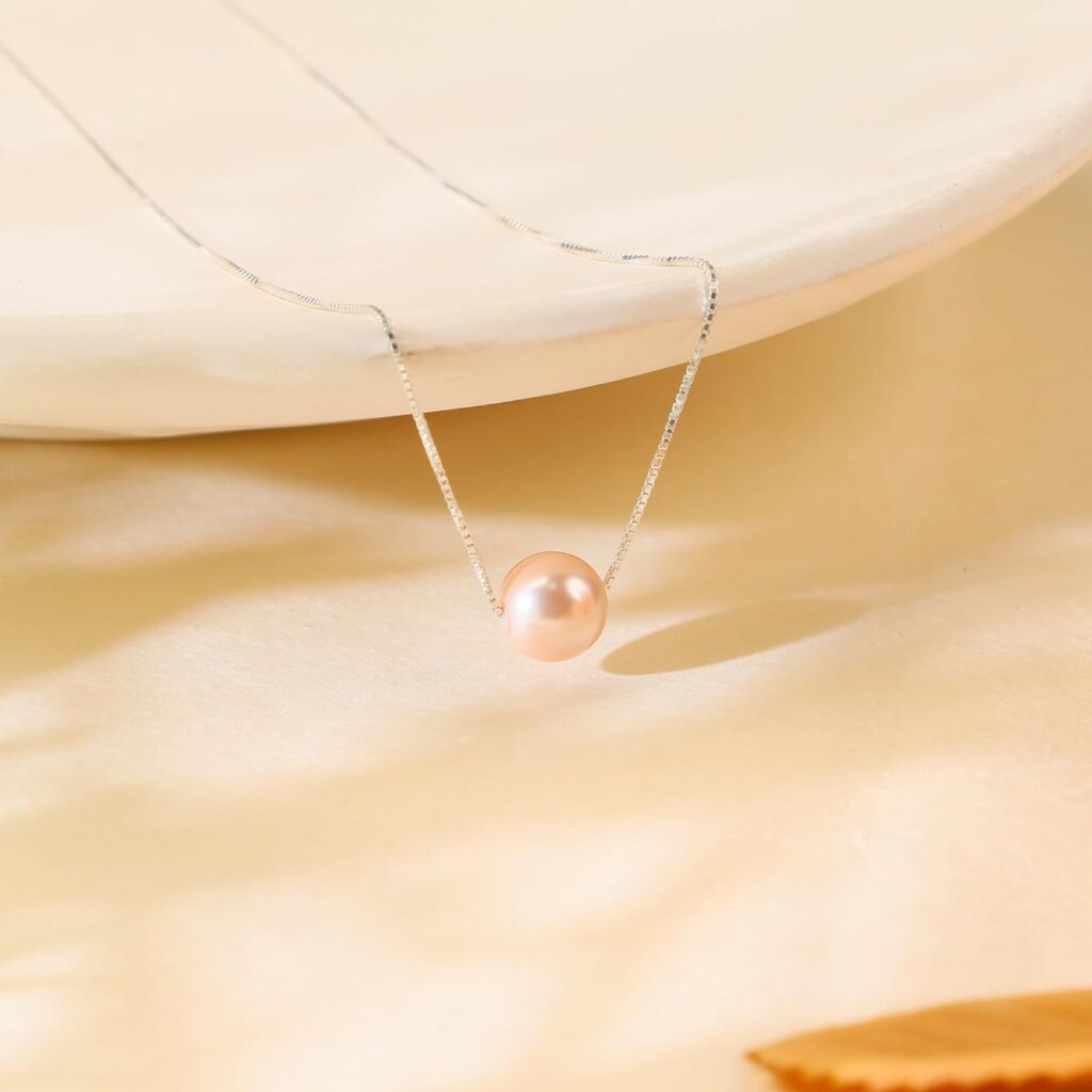 Birthday Gifts for Girls- Sterling Silver Pink Pearl Necklace