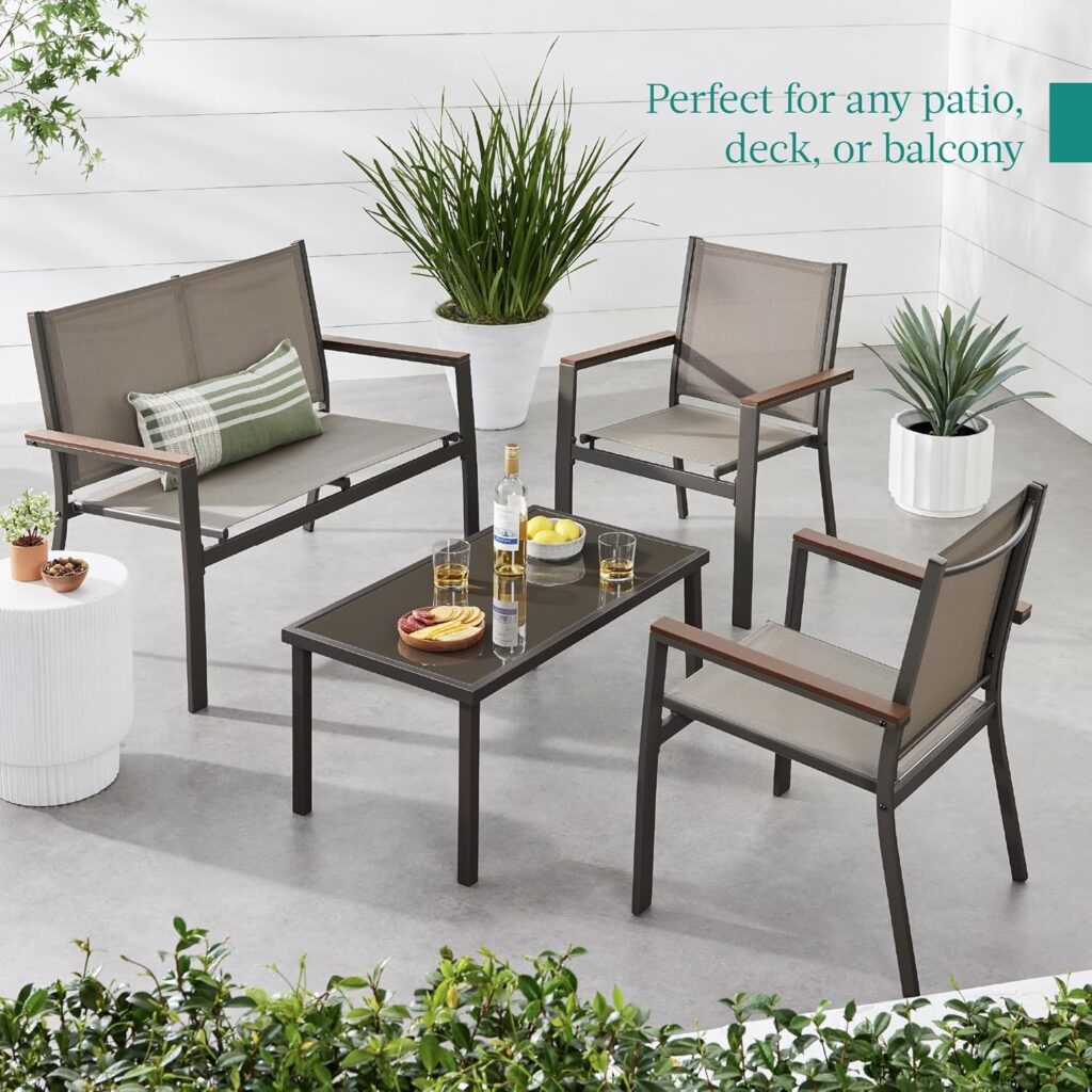 Outdoor Textilene Patio Conversation Set